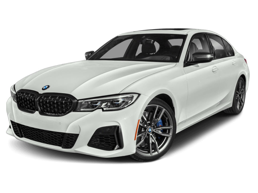 White luxury BMW sedan